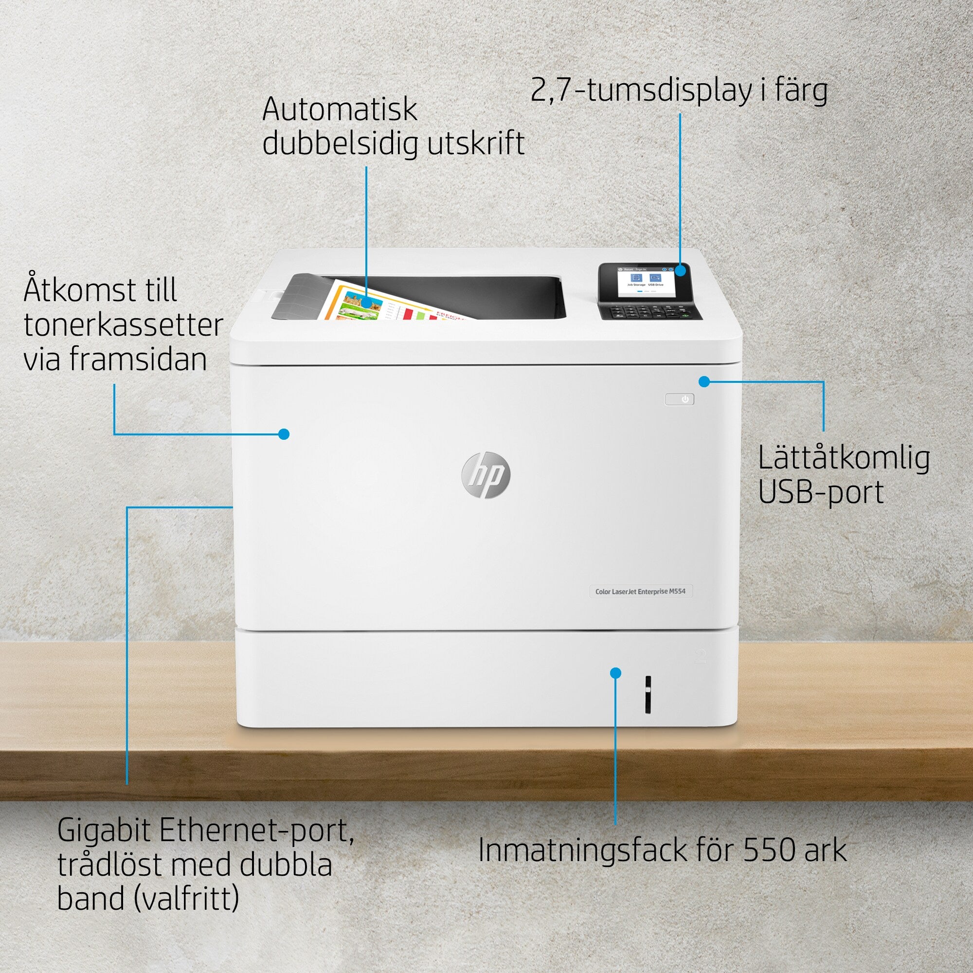  ise M554dn skrivare, Utskrift, Utskrift från USB-port på framsidan; Dubbelsidig utskrift www.electricalstuff.se ElectricalSt
