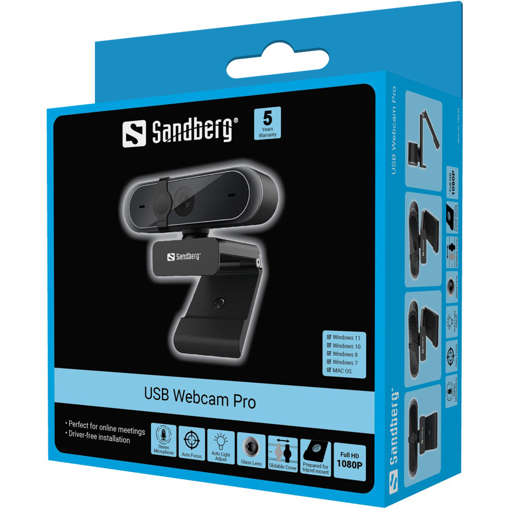  B Webcam Pro www.electricalstuff.se ElectricalStuff.se   Sandberg USB Webcam Pro Sandberg 133-95 5705730133954 Webbkameror  