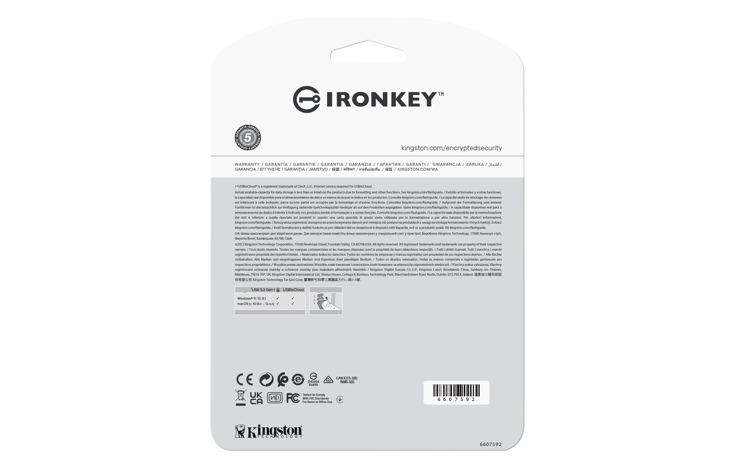  Technology IronKey Locker+ 50 USB-sticka 64 GB USB Type-A 3.2 Gen 1 (3.1 Gen 1) Silver Kingston Technology IKLP50/64GB 07406