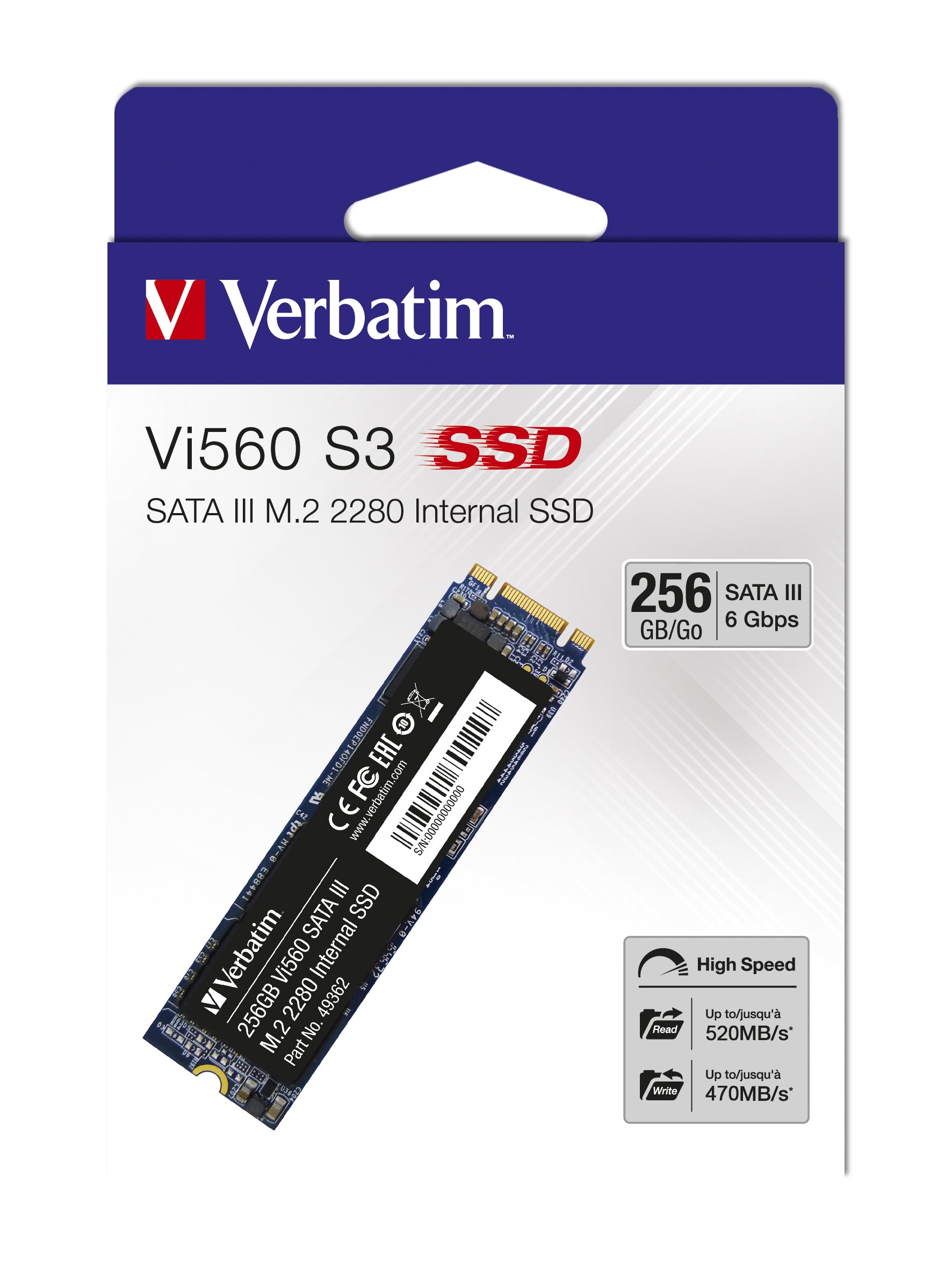  www.electricalstuff.se ElectricalStuff.se   Verbatim Vi560 S3 256 GB M.2 Serial ATA III 3D NAND Verbatim 49362 0023942493624