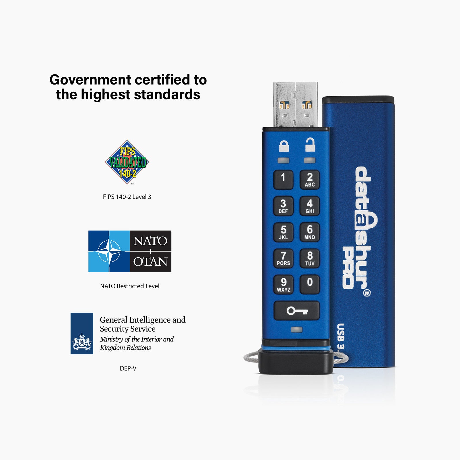  t 32GB iStorage IS-FL-DA3-256-32 5060220251151|5054629894903|0810111420358|810111420358 USB-Sticka   datAshur Pro USB3 256-b