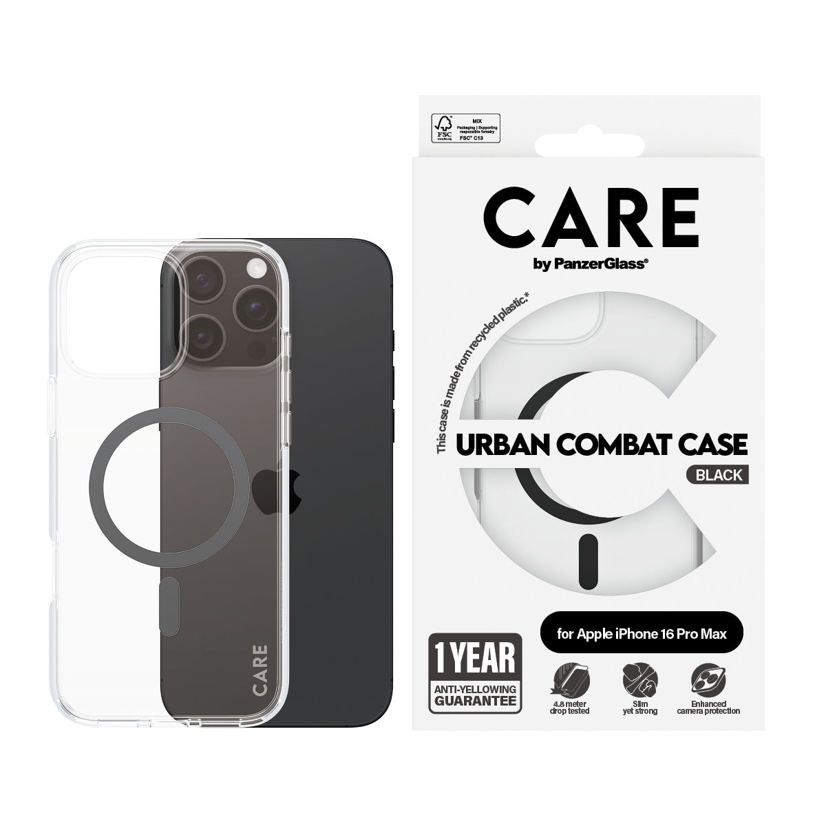  ransparent PanzerGlass 1348 5715685004148 Mobiltelefonfodral   CARE by PG BLK MagSafe iPhone16 6.9 Pro www.electricalstuff.s