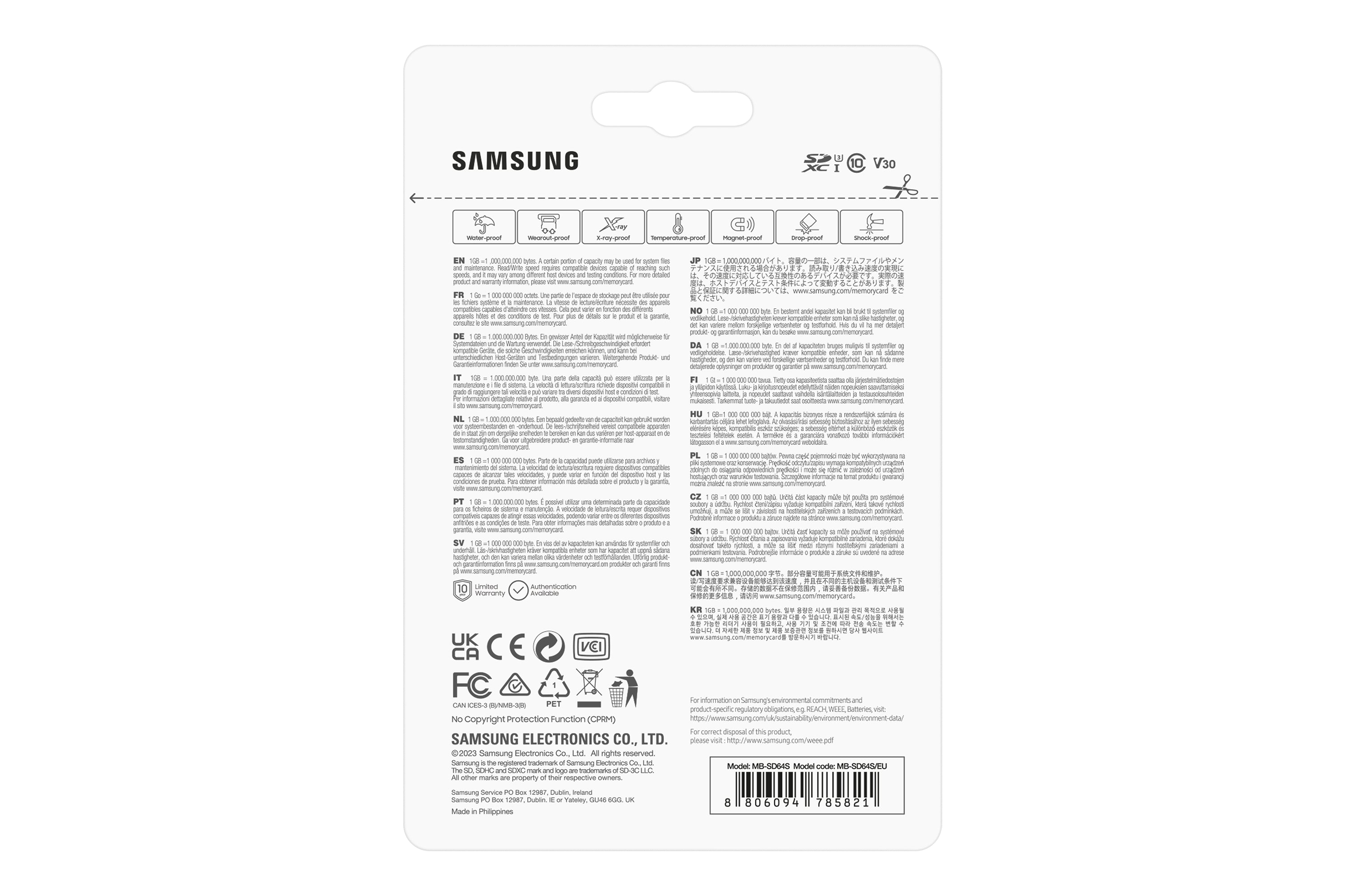  SD64S/EU www.electricalstuff.se ElectricalStuff.se   Samsung MB-SD64S/EU flashminne 64 GB SD UHS-I Klass 3 Samsung MB-SD64S/