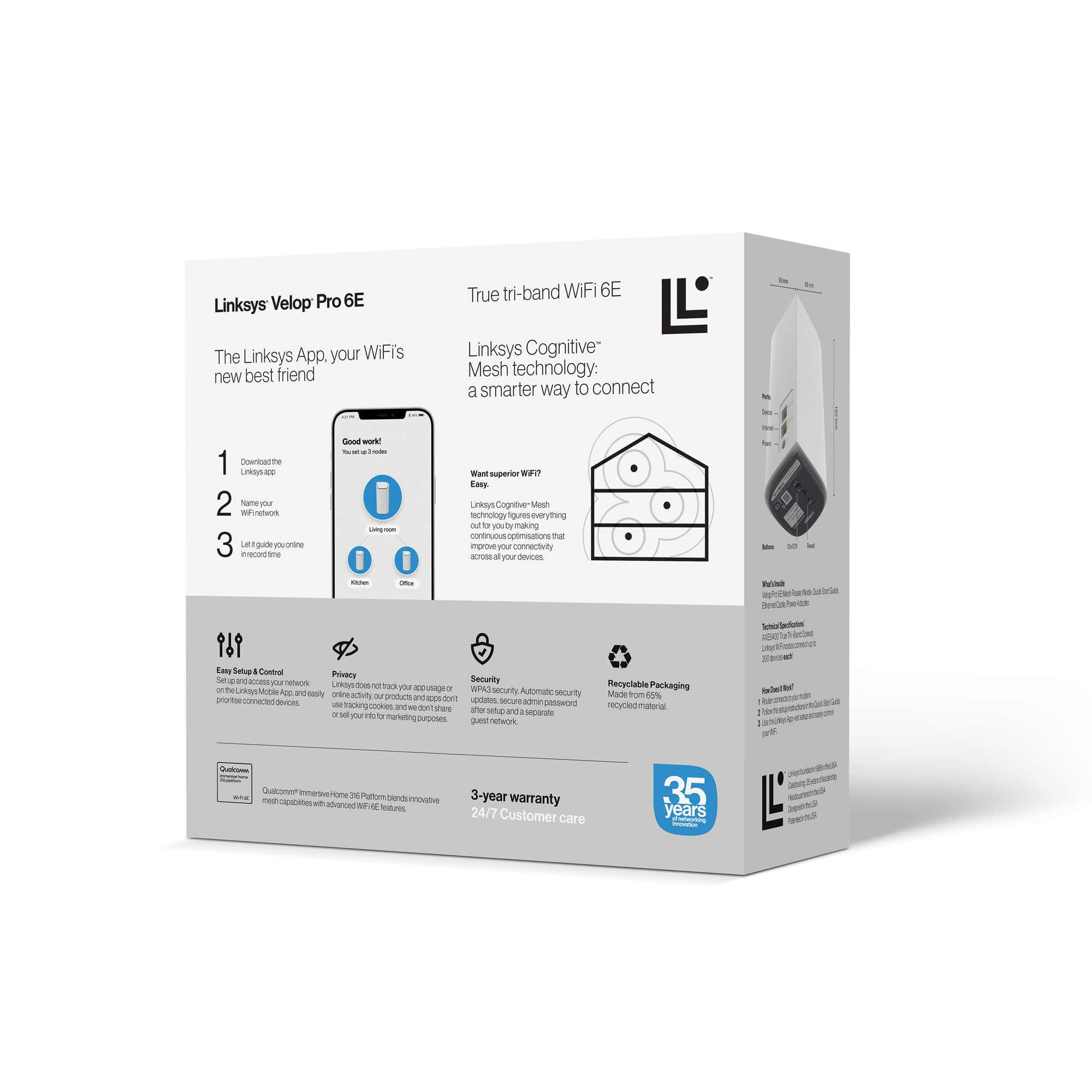  ricalStuff.se   Linksys Velop Pro 6E Mesh WiFi 6E True trippelbandssystem Linksys MX6201-KE 4260184674770|0745883856626|7458
