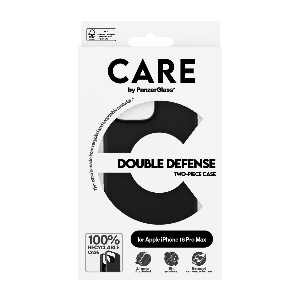  e ElectricalStuff.se   PanzerGlass CARE by PG Dub Def BLK iPhone16 6.9 Pro mobiltelefonfodral Omslag Transparent PanzerGlass