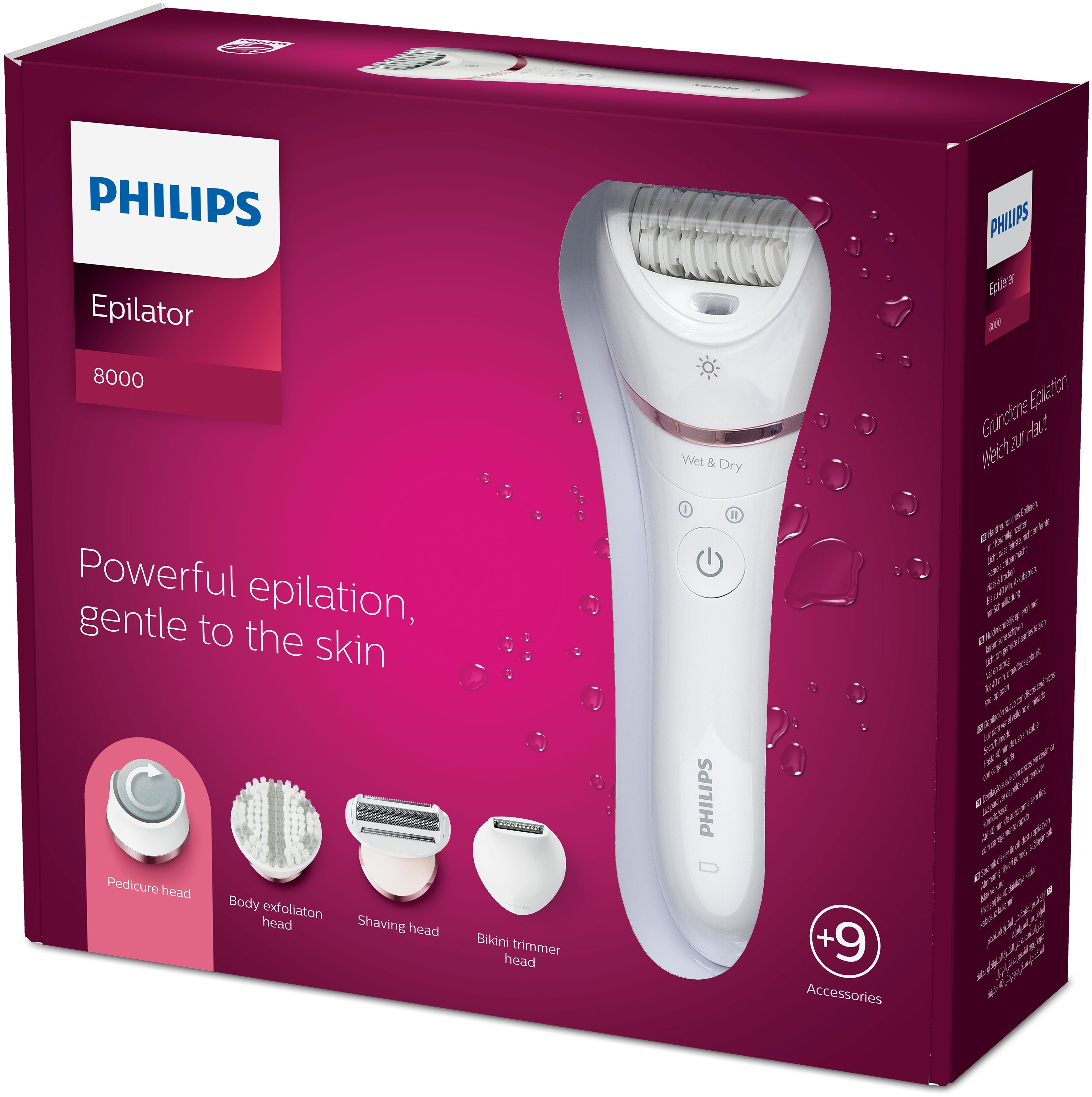 ips BRE740/10 8710103935544|8710103936640 Epilatorer   Epilator Series 8000 BRE740/10 Epilator för våt- och torrepilering ww