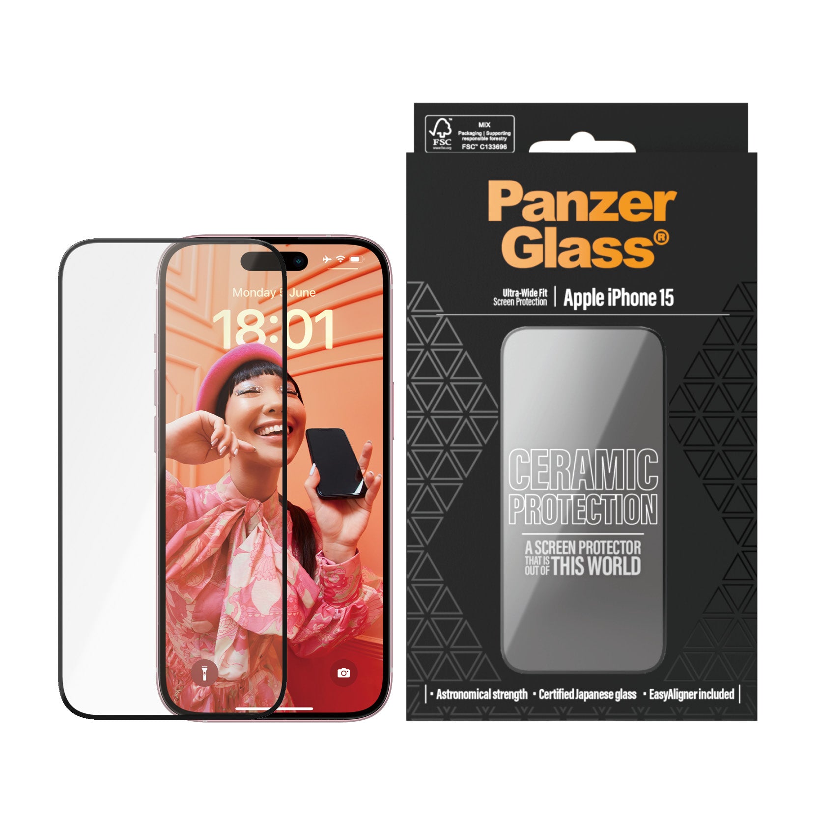  tyck PanzerGlass 2837 5711724028373 Skärm- och Baksidesskydd till Mobiltelefoner   PG Scrn Ceramic iPhone 15 UWF WA www.elec