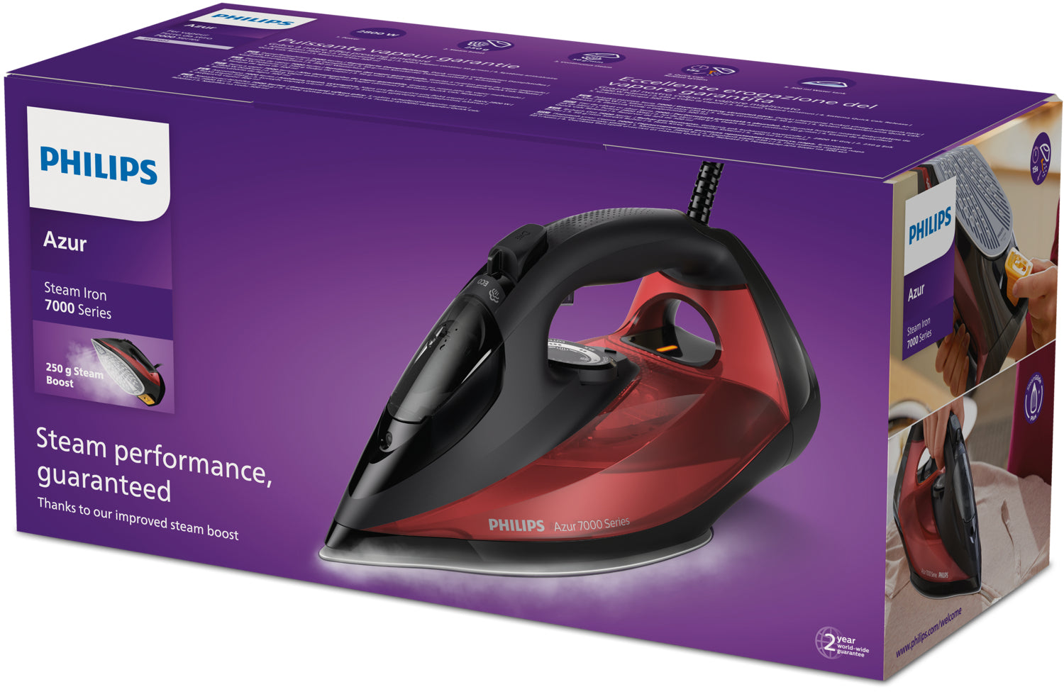  lectricalStuff.se   Philips 7000 series DST7022/40 strykjärn Ångstrykjärn SteamGlide Plus stryksula 2800 W Svart, Röd Philip