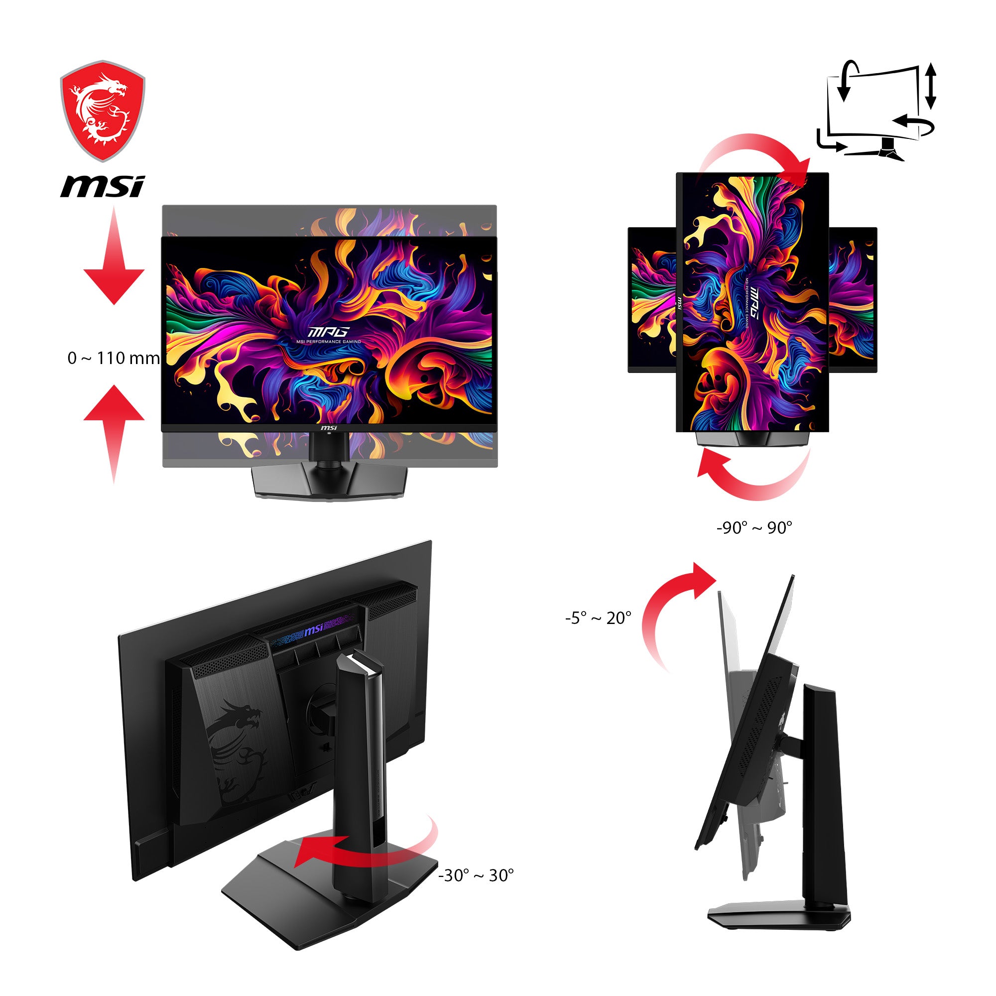  71QRXDE QD-OLED platta pc-skärmar 67,3 cm (26.5") 2560 x 1440 pixlar Wide Quad HD Svart MSI MPG 271QRXDE QD-OLED 47113771594