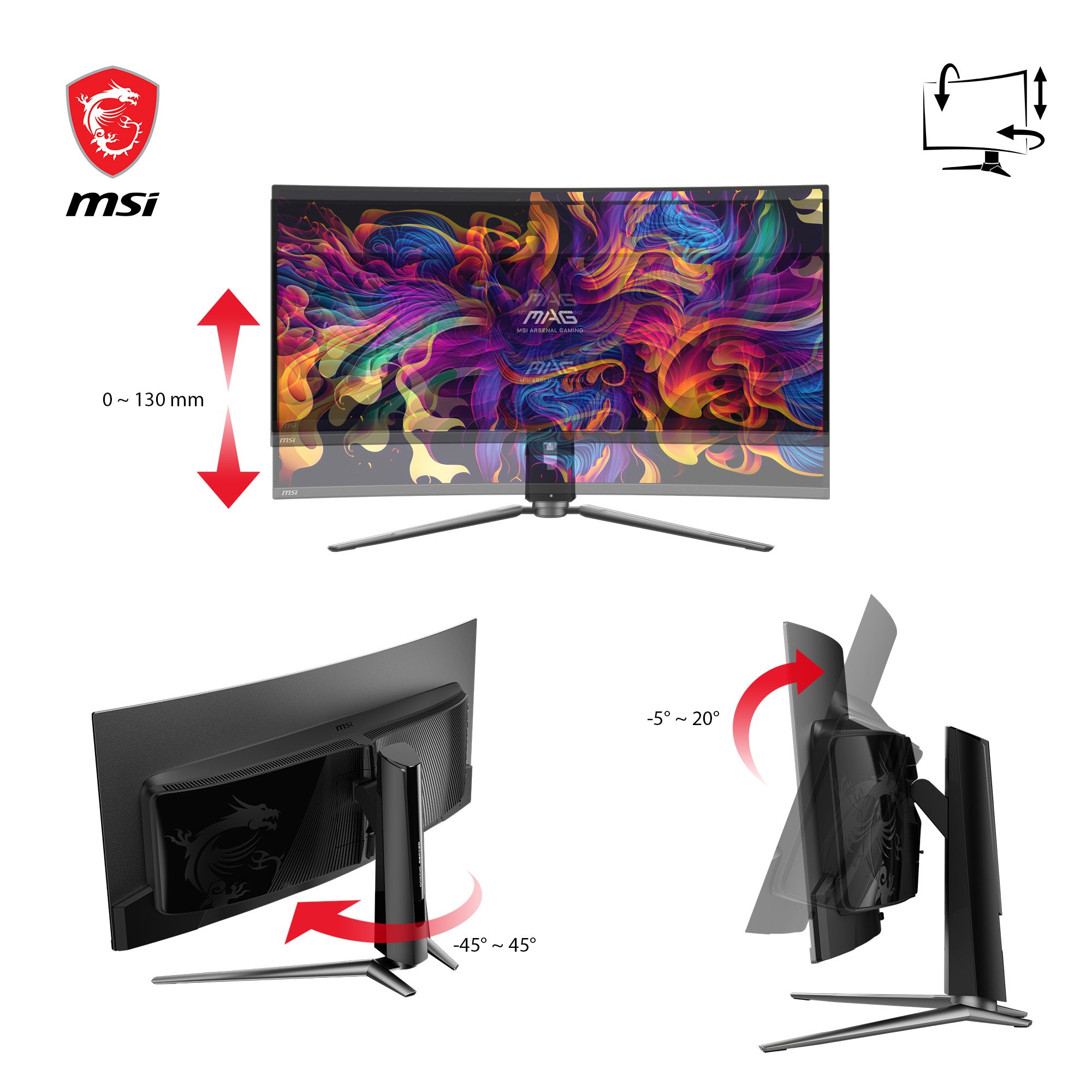   MAG 341CQPDE QD-OLED platta pc-skärmar 86,4 cm (34") 3440 x 1440 pixlar UltraWide Quad HD Svart MSI MAG 341CQPDE QD-OLED 47