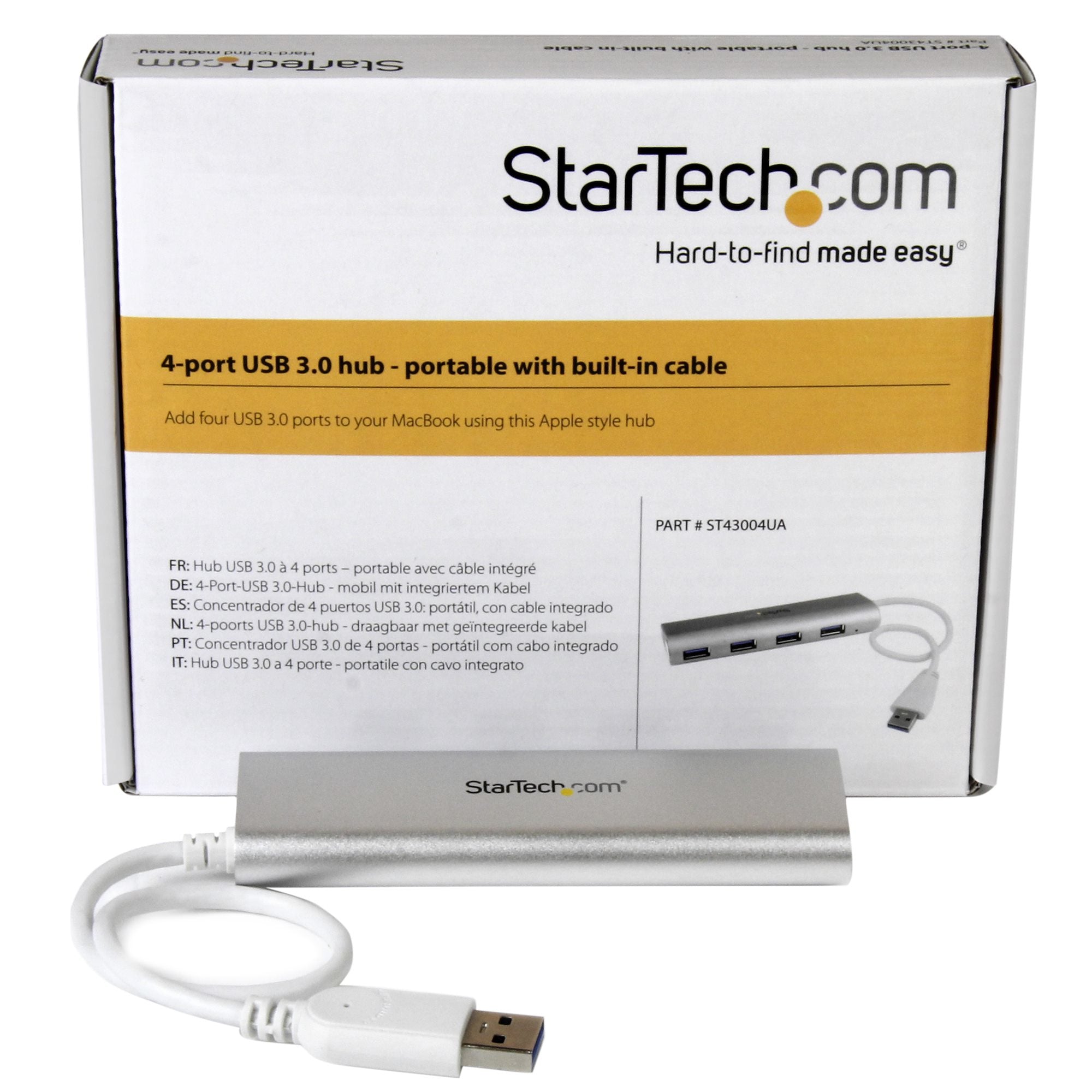  5Gbps StarTech.com ST43004UA 0065030861687|065030861687|4058829177706 Gränssnittshubbar   Bärbar USB 3.0-hubb med 4 portar o