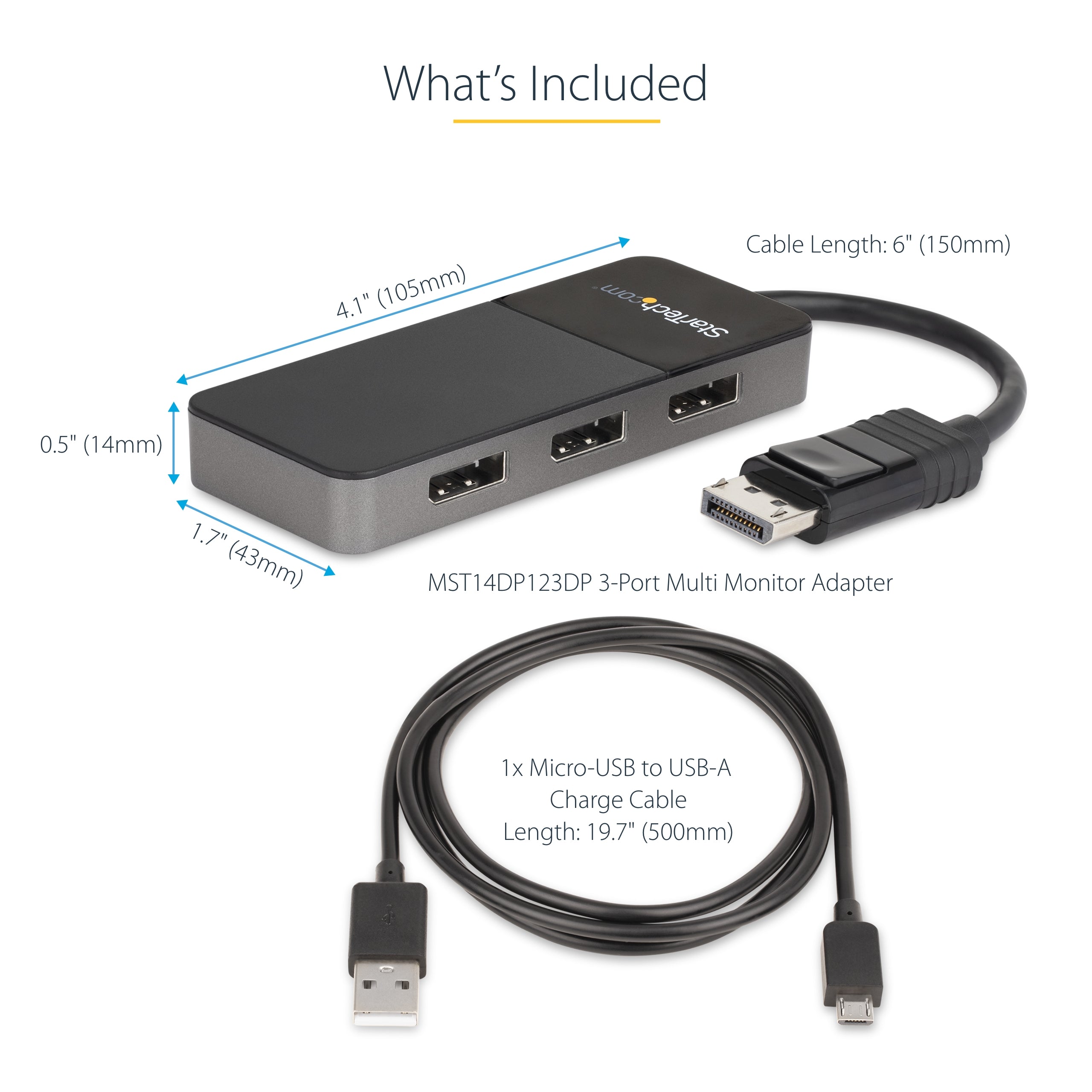  4051 Bilddelare   3-ports DisplayPort 1.4-splitter, DisplayPort till 3x DP-adapter för flera bildskärmar, tredubbel 4K Compu