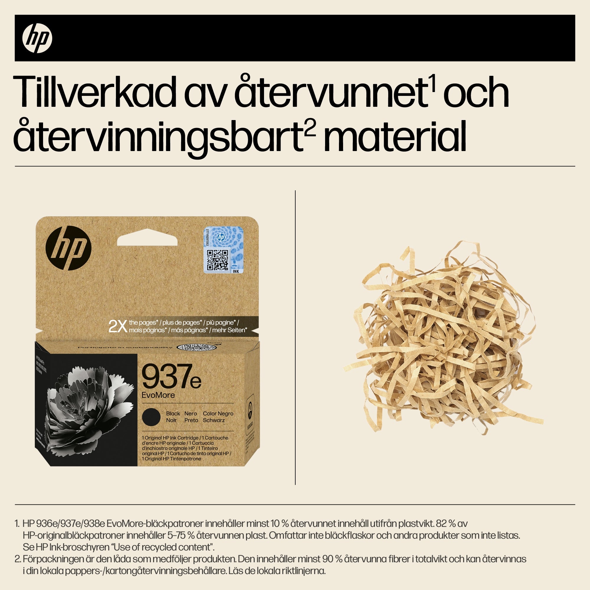  47722 Bläckpatroner   937e EvoMore svart originalbläckpatron www.electricalstuff.se ElectricalStuff.se   HP 937e EvoMore sva