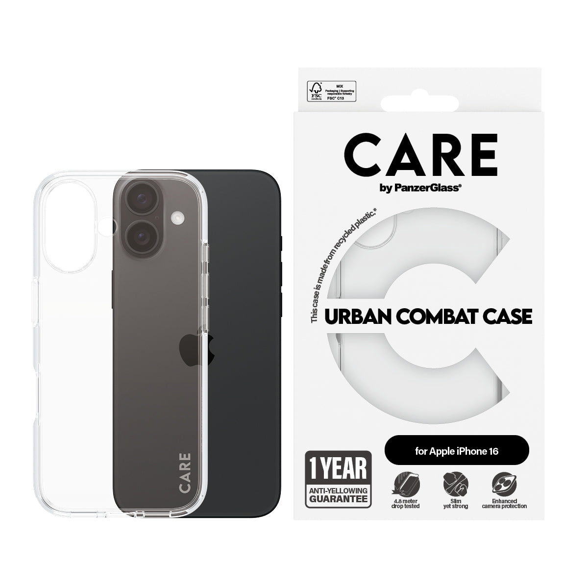  rGlass 1353 5715685004193 Mobiltelefonfodral   CARE by PG Transparent iPhone16 6.1 www.electricalstuff.se ElectricalStuff.se