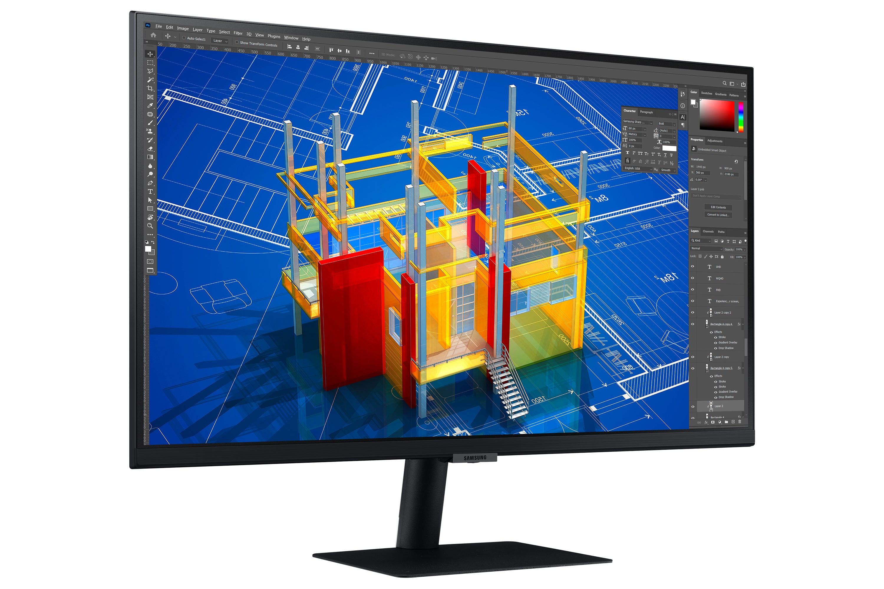  ) 3840 x 2160 pixlar 4K Ultra HD Svart Samsung LS27A700NWPXEN 8806094770520 Platta Pc-Skärmar ViewFinity S7 S70A www.electri