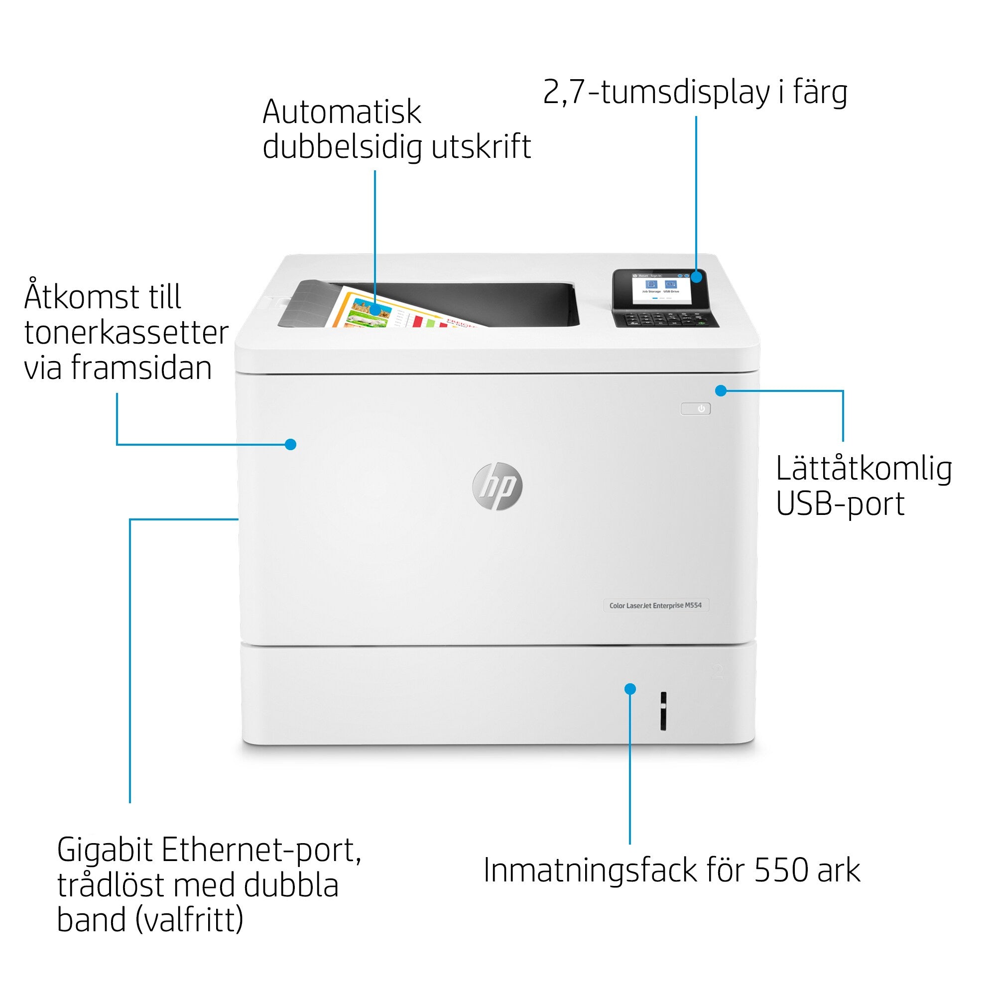  50414275|194850414275 Laserskrivare Color LaserJet Enterprise  HP Color LaserJet Enterprise M554dn skrivare, Utskrift, Utskr