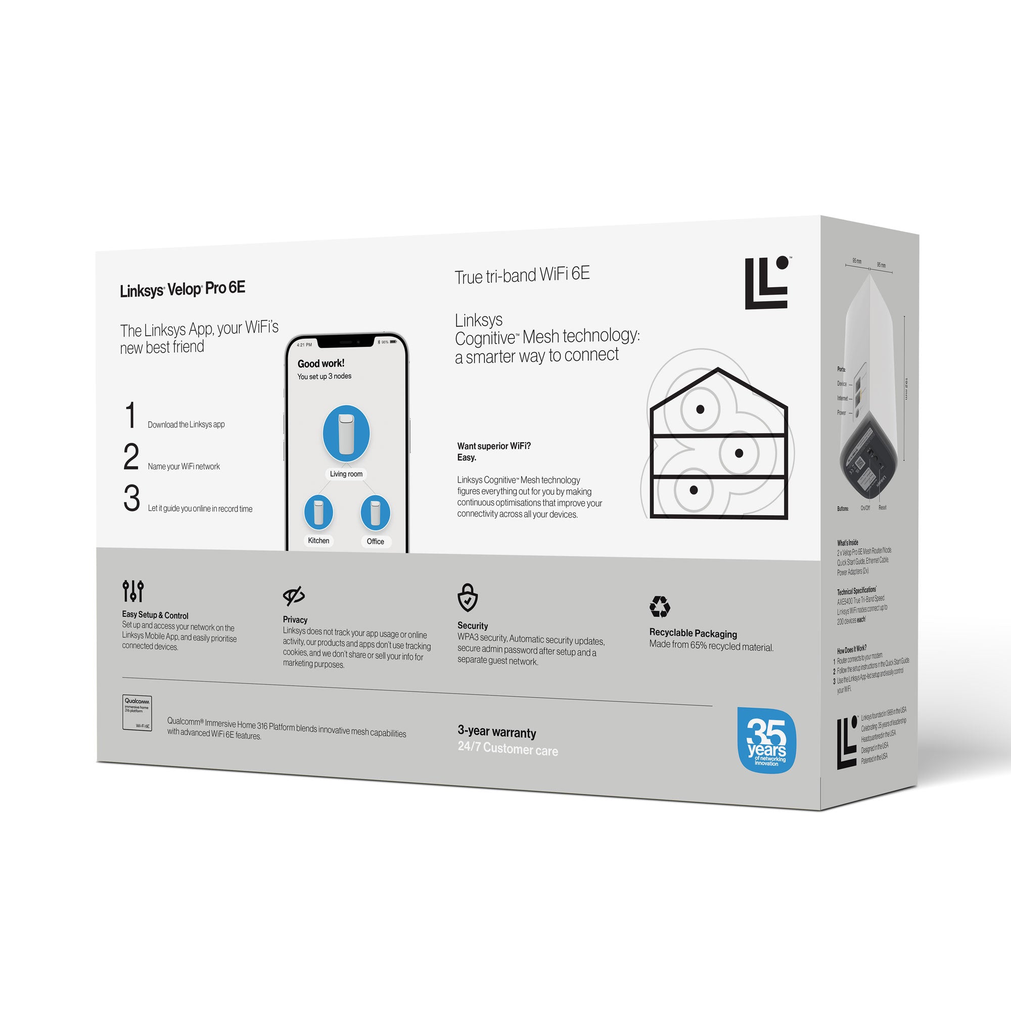  ricalStuff.se   Linksys Velop Pro 6E Mesh WiFi 6E True trippelbandssystem Linksys MX6202-KE 4260184674787|0745883856640|7458