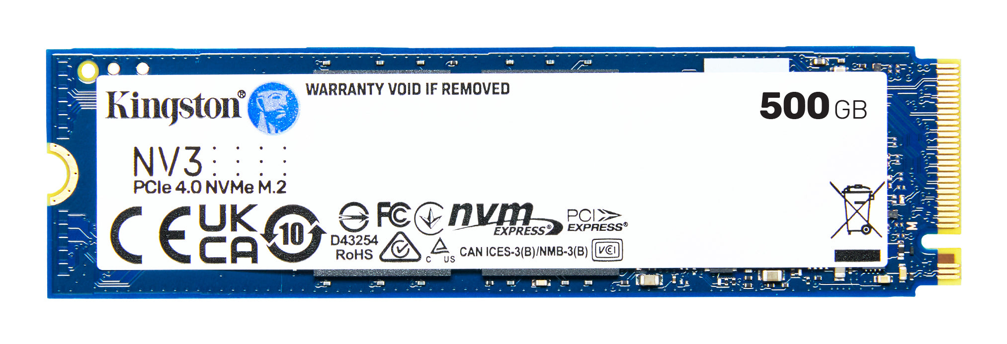  y NV3 500 GB M.2 PCI Express 4.0 NVMe 3D NAND Kingston Technology SNV3S/500G 0740617344806|740617344806 SSD-Hårddisk   NV3 w