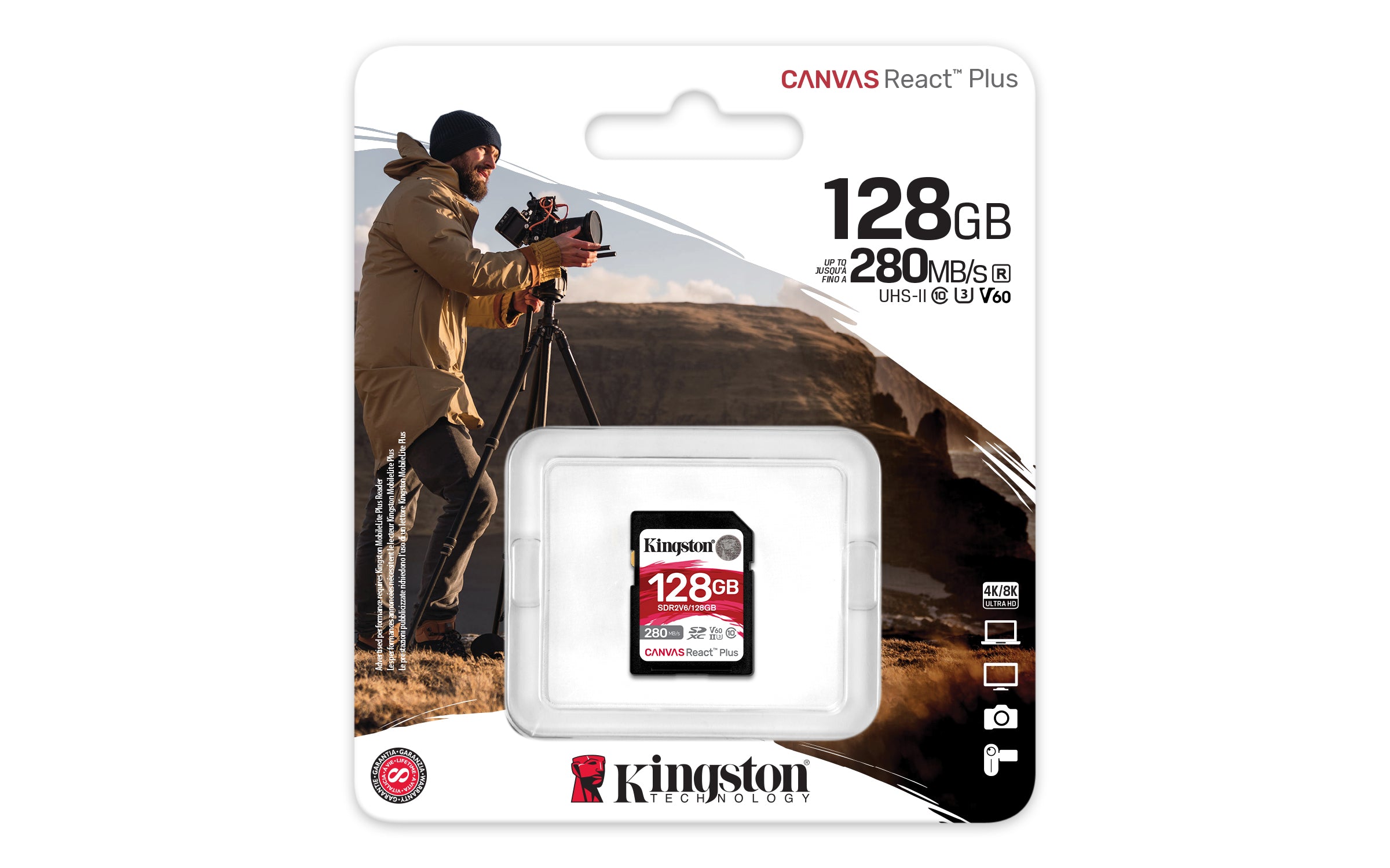  ngston Technology Canvas React Plus 128 GB SDXC UHS-II Klass 10 Kingston Technology SDR2V6/128GB 0740617340617|740617340617 