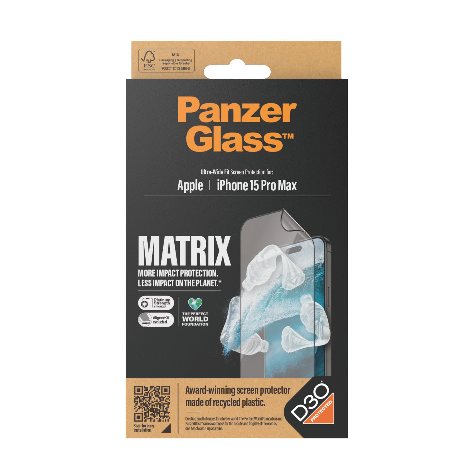  alstuff.se ElectricalStuff.se   PanzerGlass UWF Matrix with D30 (Rec. PET) Genomskinligt skärmskydd Apple 1 styck PanzerGlas