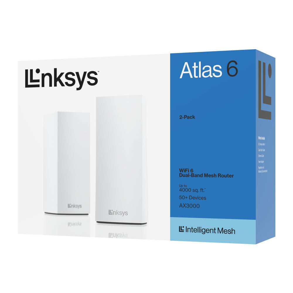   6 www.electricalstuff.se ElectricalStuff.se   Linksys Atlas 6 Dual-band (2,4 GHz / 5 GHz) Wi-Fi 6 (802.11ax) Vit 3 Intern L