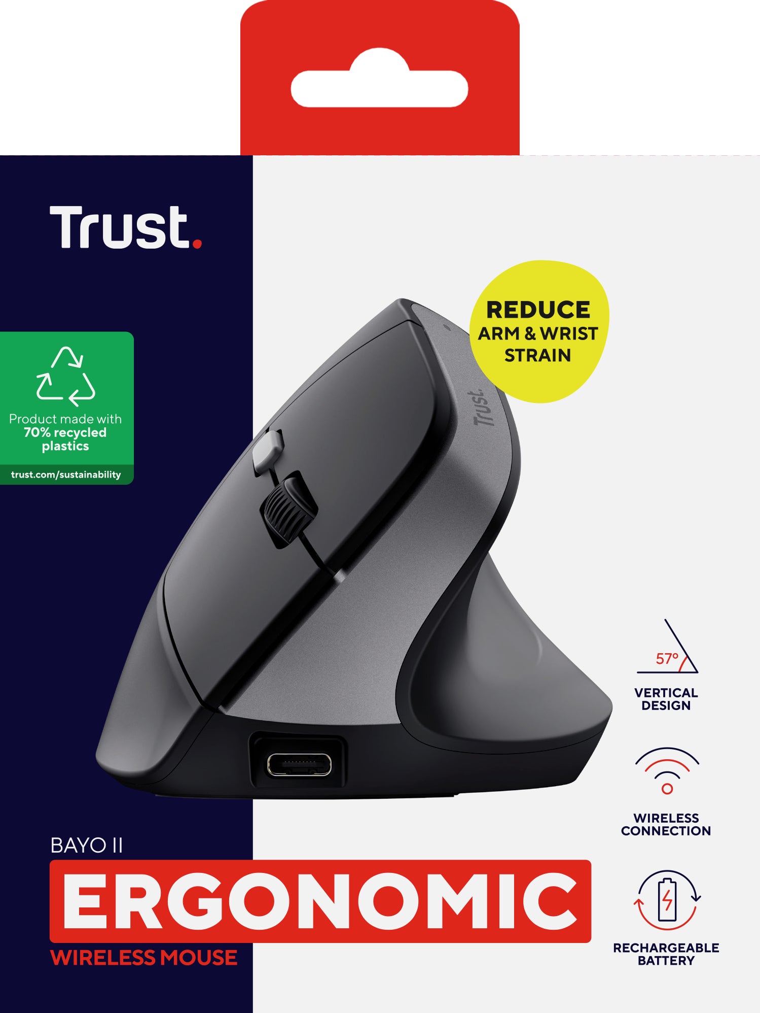  f.se   Trust Bayo II datormöss Medical högerhand RF Trådlös Optisk 2400 DPI Trust 25145 8713439251456 Datormöss   Bayo II ww