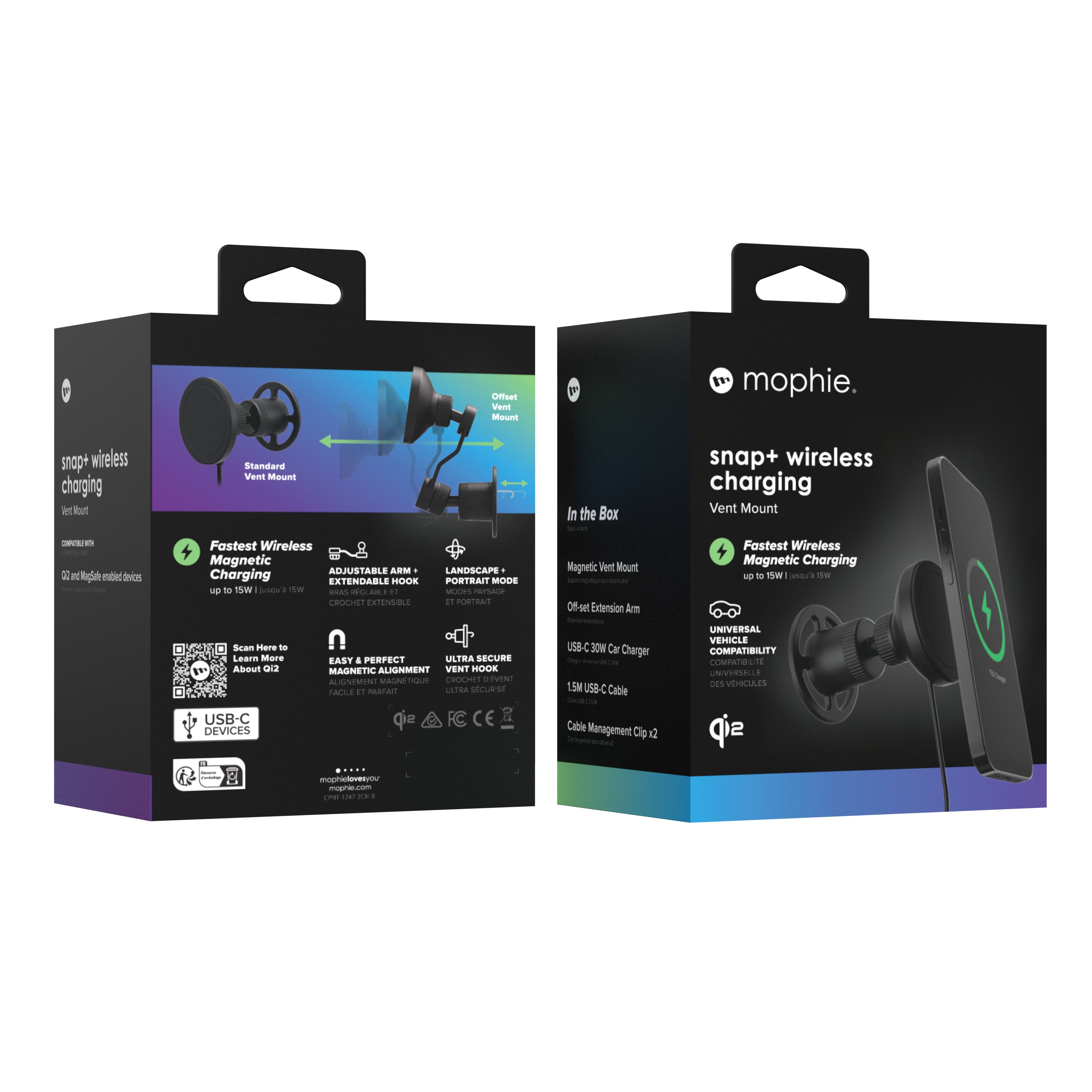  ricalstuff.se ElectricalStuff.se   mophie Snap+ Wireless Charging Vent Smartphone Svart Cigarr tändare Trådlös laddning Snab