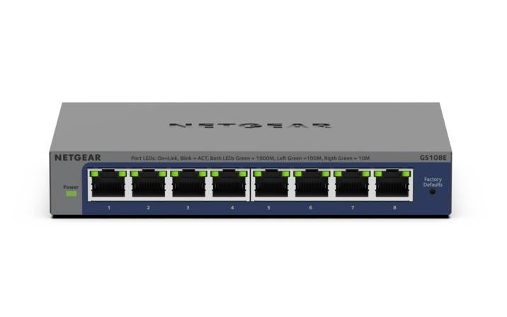  v4 Ohanterad L2/L3 Gigabit Ethernet (10/100/1000) Grå NETGEAR GS108E-400EUS 0606449169959|606449169959 Nätverksswitchar   GS